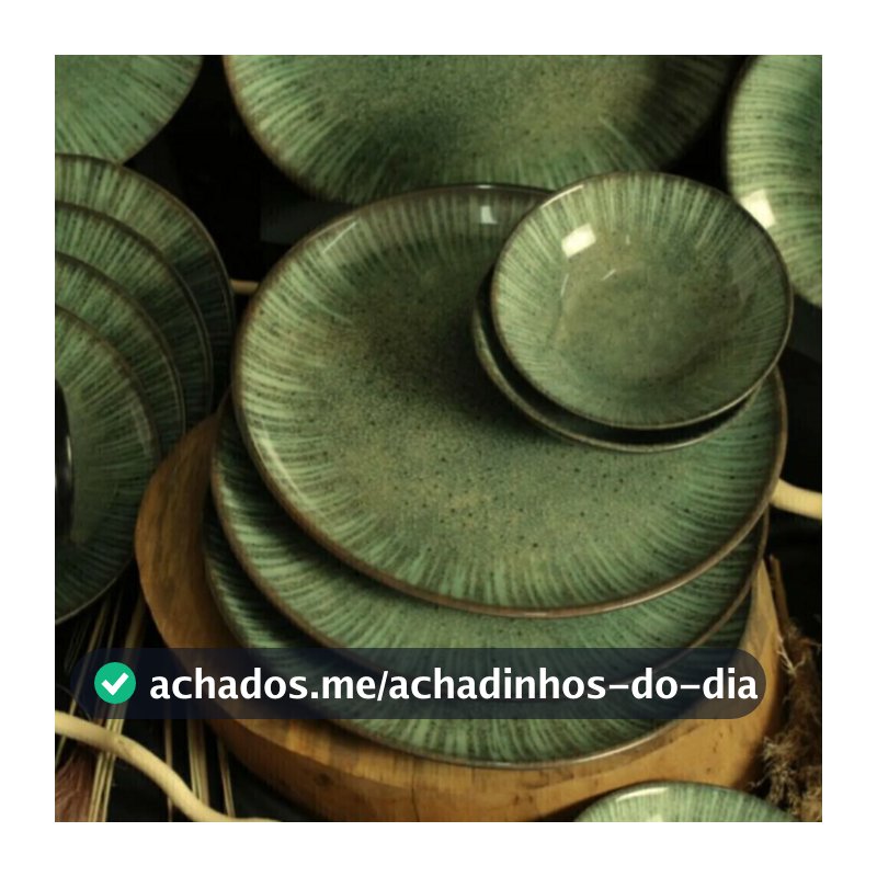 Jogo de Pratos Rasos de Jantar Tunisia Verde 29cm -  Cerâmica Alleanza