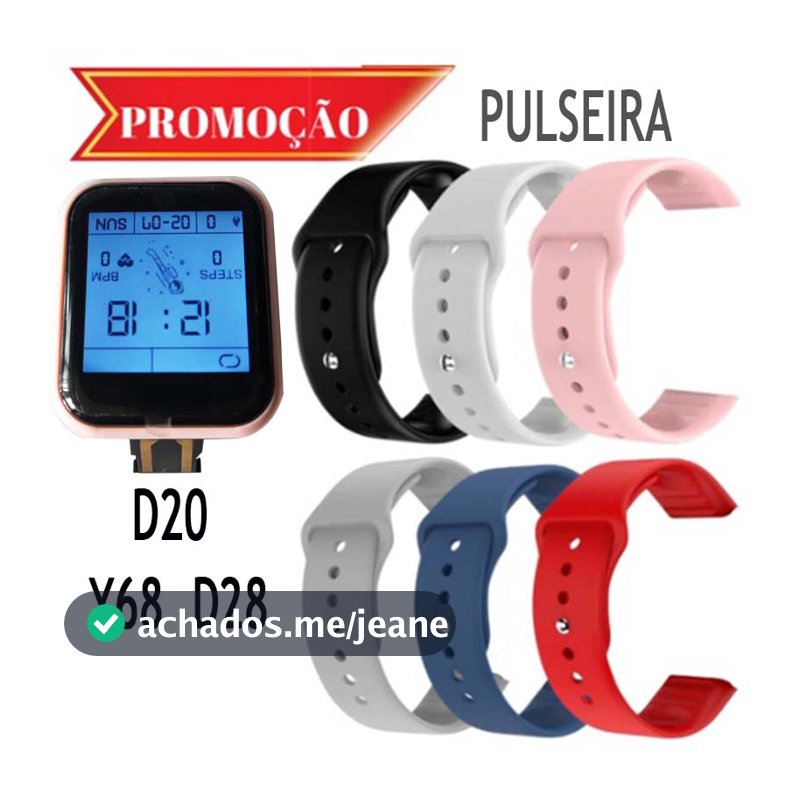 d20 Para Pulseira Smartwatch D20 Y68 D28 Smartwatch V6 - Pulseira de Encaixe USB Pronta Entrega