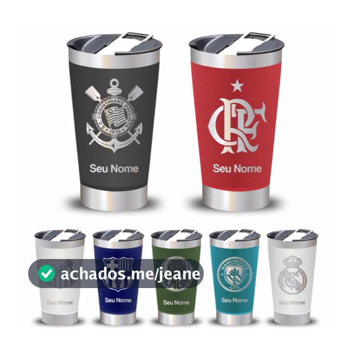 Copo Termico inox Personalizado Time Brasileiros + Seu Nome gravação a laser