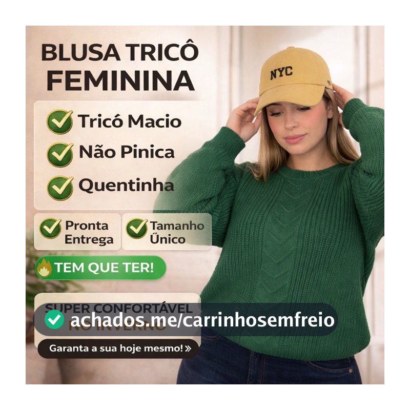 Blusa Tricô Feminina Inverno Manga Longa  Suéter Feminino Confort