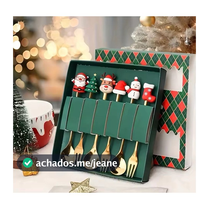Conjunto de Talheres de Sobremesa de Natal