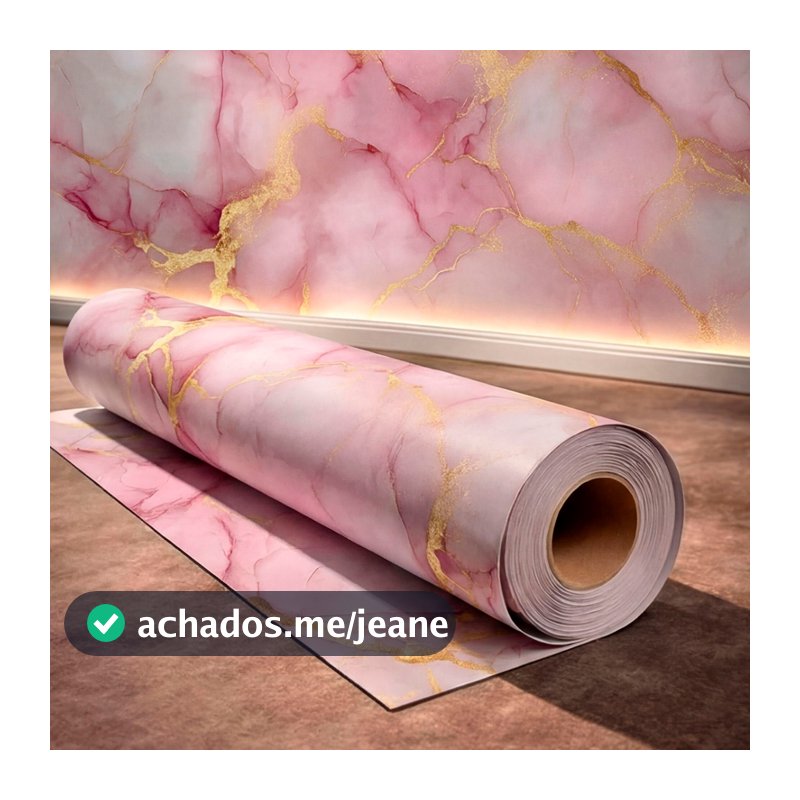 Papel de Parede Vinílico Mármore Rosa Gold Moderno Luxo Para Quarto Salão