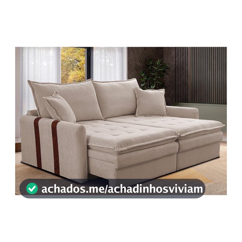Sofá Baú Sem Caixa Retrátil 1,80m SoftGel Bonnie Boucle Bege Claro Cama inBox