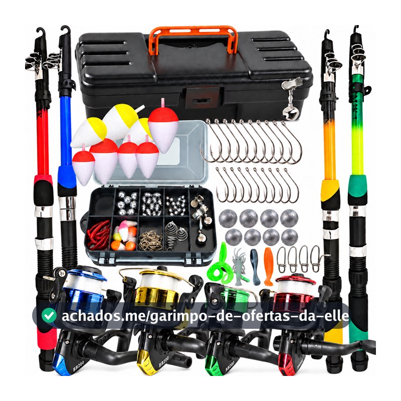 Mega Kit de Pesca Completo Varas Molinetes Caixa Maleta, com Anzóis, Boias, Chumbos e Iscas OU APENAS MALETA COM ACESSOR
