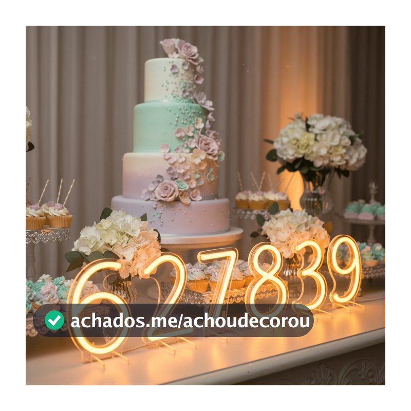 Kit Números Led 20cm Para Mesa de Bolo 0 a 9 Branco Quente ou Frio Decoração Festa