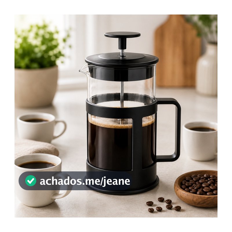 Cafeteira Prensa Francesa 1 Litro Vidro e Inox para Café, Chá e Leite Cremoso Manual Capuccino