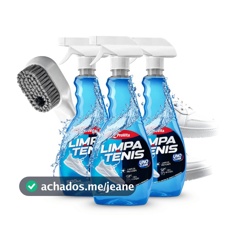 Kit 3 Limpa Tênis + Escova Spray Premium Espuma Provita 500ml Remove Sujeira Pesada Calçado Branco