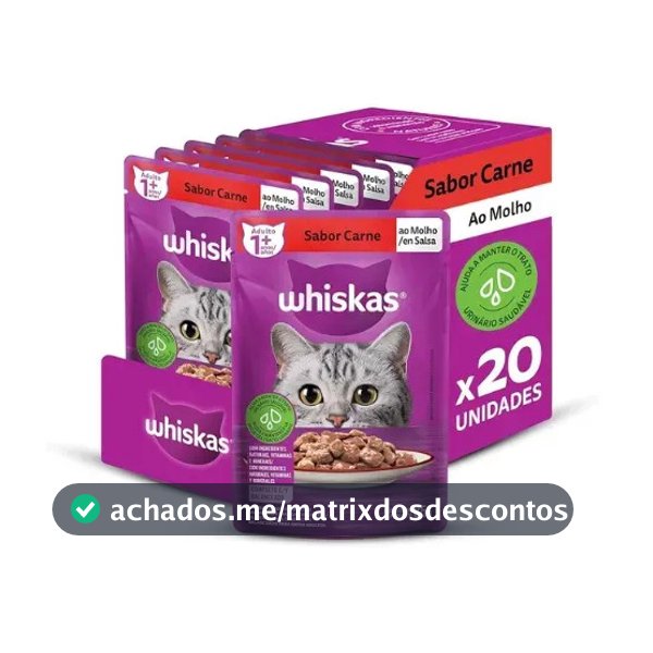 Whiskas Sachê 85g – 16 Unid +4 Grátis Leve 20