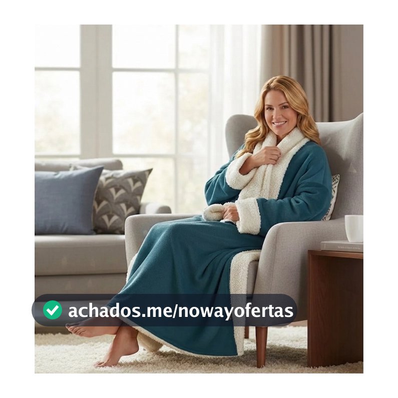 Cobertor com mangas Adulto Dupla Face TV - Manta Fleece e Pele de Carneiro - Gifran