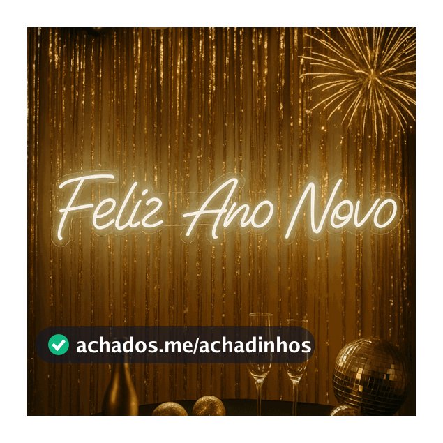 Letreiro LED Neon Feliz Ano Novo 80x18cm Decoração Festiva e Elegante