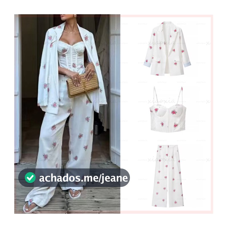 Verão novo estilo feminino estilo europeu americano moda Design francês jaqueta + estilingue + calças