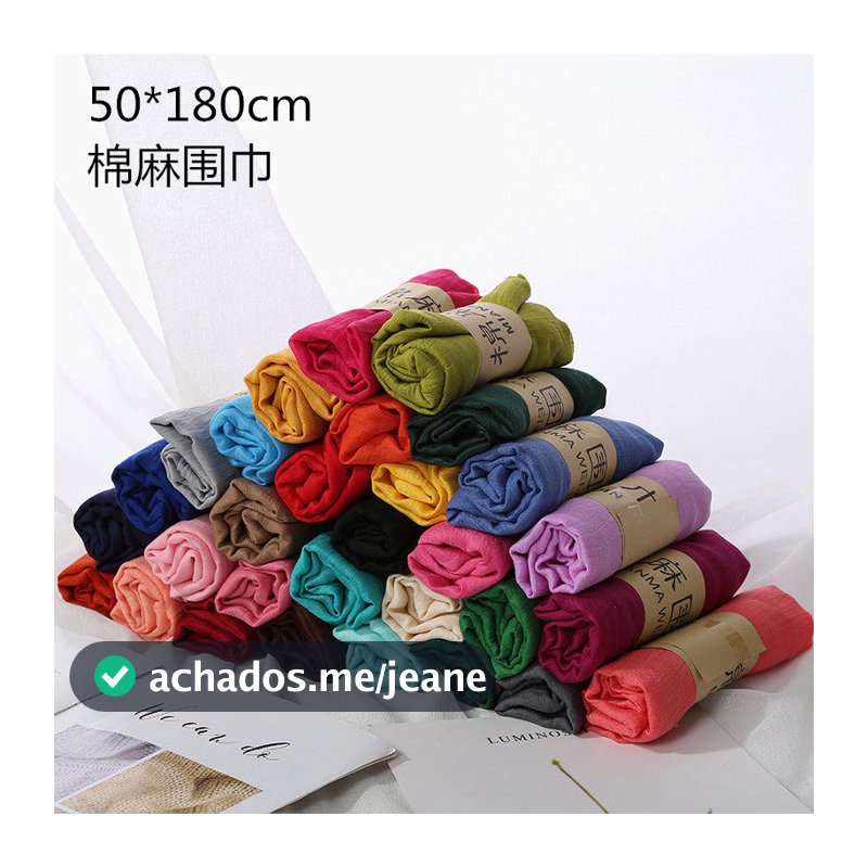 [Preferred] Korean-style cotton and linen scarf for women Summer Versatile Shawl Air Conditioning Scarf Solid color vers