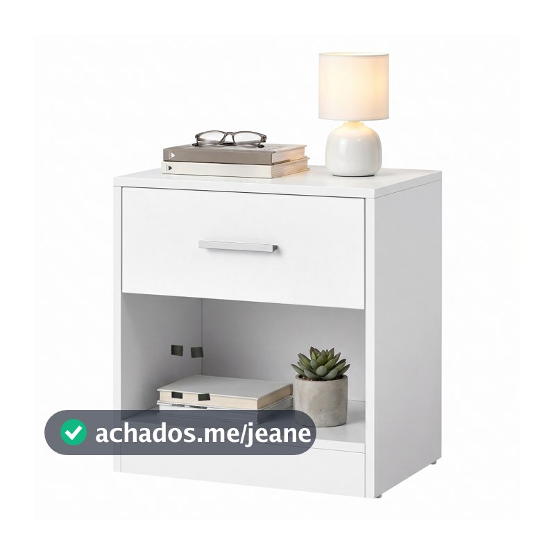 SONGMICS Mesa de Cabeceira com Gaveta e Prateleira, Mesa Lateral, Compartimento Aberto, para Sala e Quarto, Branco