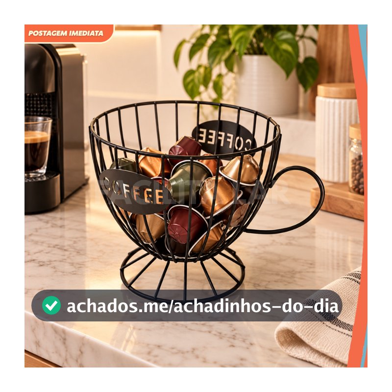 Porta Cápsulas Café em Ferro Preto Organizador de Cápsulas para Bancada Cozinha Cantinho do Café Decorativo e Resistente