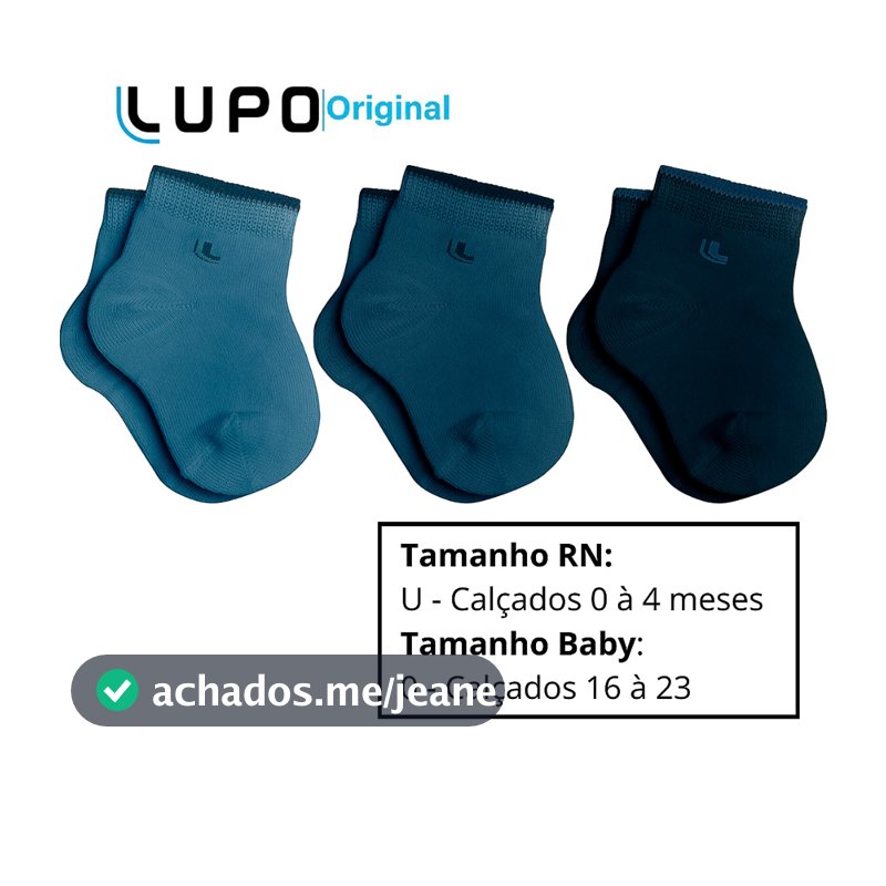 Kit 3 Pares de Meia Infantil Menino e Menina Lupo Baby Meia de Bebê