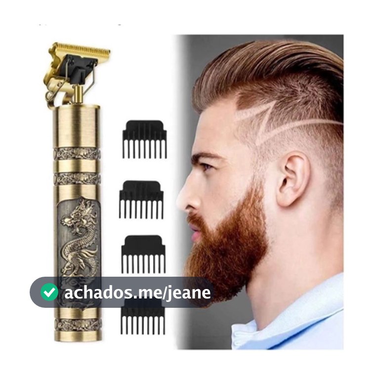 Máquina De Cortar Cabelo Barba Elétrica Profissional Recarregável USB Sem Fio Com 4 Pentes Modelo Aleatório