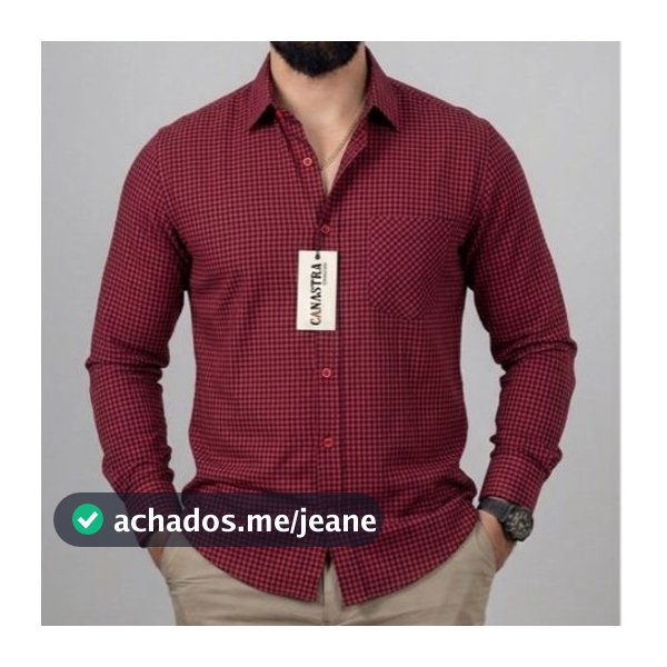 Camisa Masculina Manga Longa Micro Xadrez Country Tricoline Algodão Com Bolso