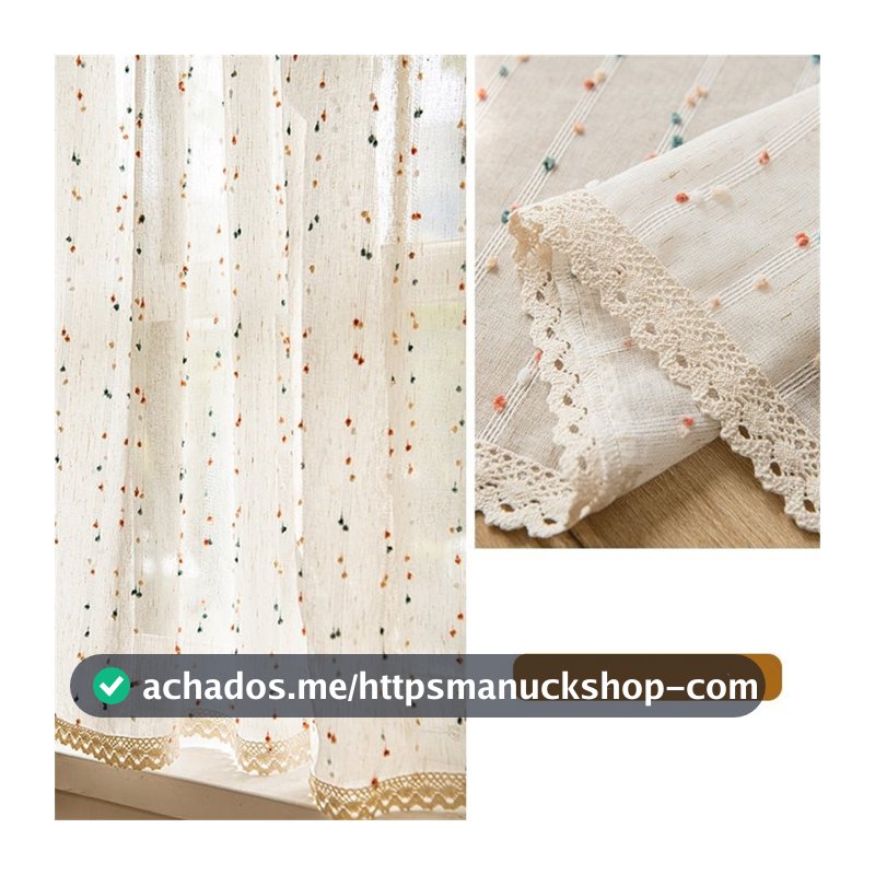 Cortina curta listrada colorida com pompom para cozinha, linho, boho, saia, camada, banheiro, pequena, filtragem de luz