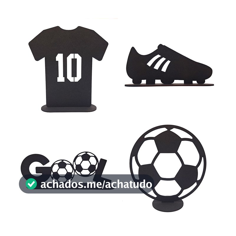 Display Futebol Infantil Aniversário Kit com 4 Unidades MDF Vazado