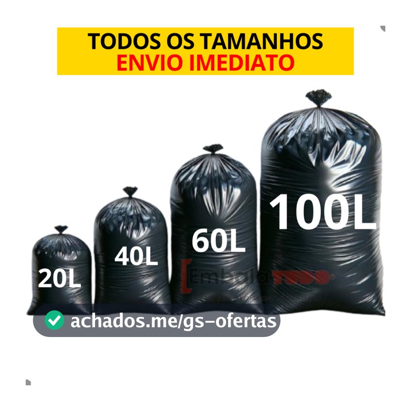 Saco de Lixo Leve pacote com 100 unidades Todos os Tamanhos 20L - 40L - 60L - 100L
