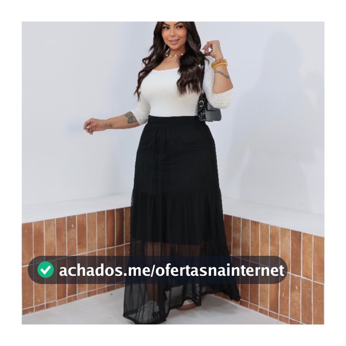 Saia Longa Plus Size Tule Rodada Transparente Elegante Com Forro Moda Evangélica