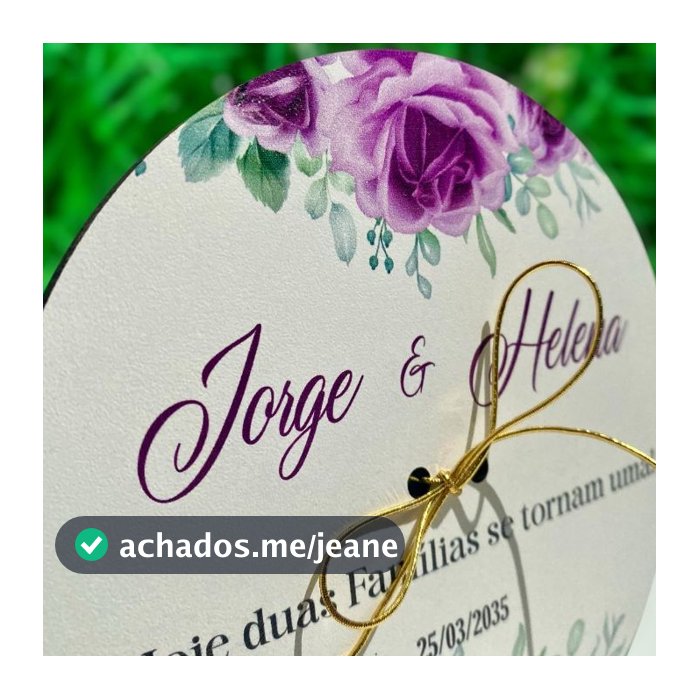 PORTA ALIANÇA PERSONALIZADO COM O NOME FLORES ROXA