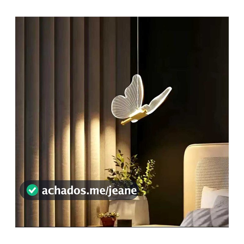 Lustre Luminaria Pendente de Borboleta 3200K Cabo 2M Led D200mm Dourado Coisas Diferentes para Casa MT281 MT316