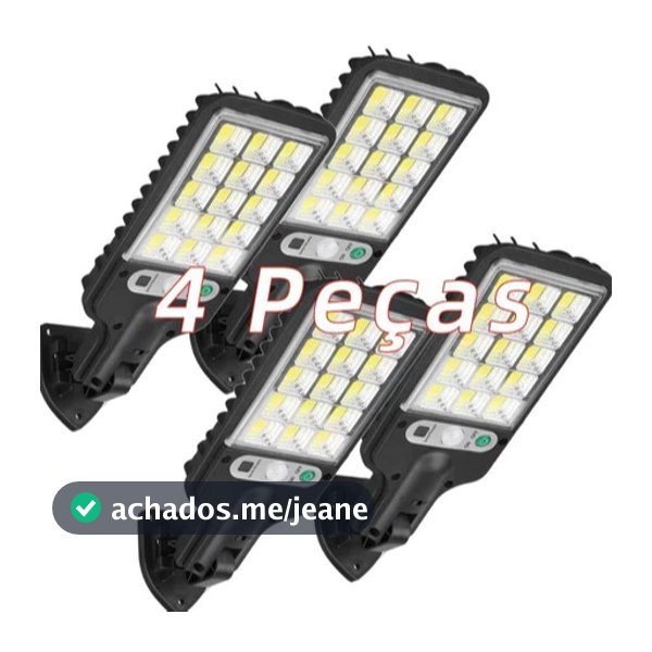 Kit 2-Kit 4 Luminária Led Solar Poste Rua Parede Sensor  180 Cob Led Controle