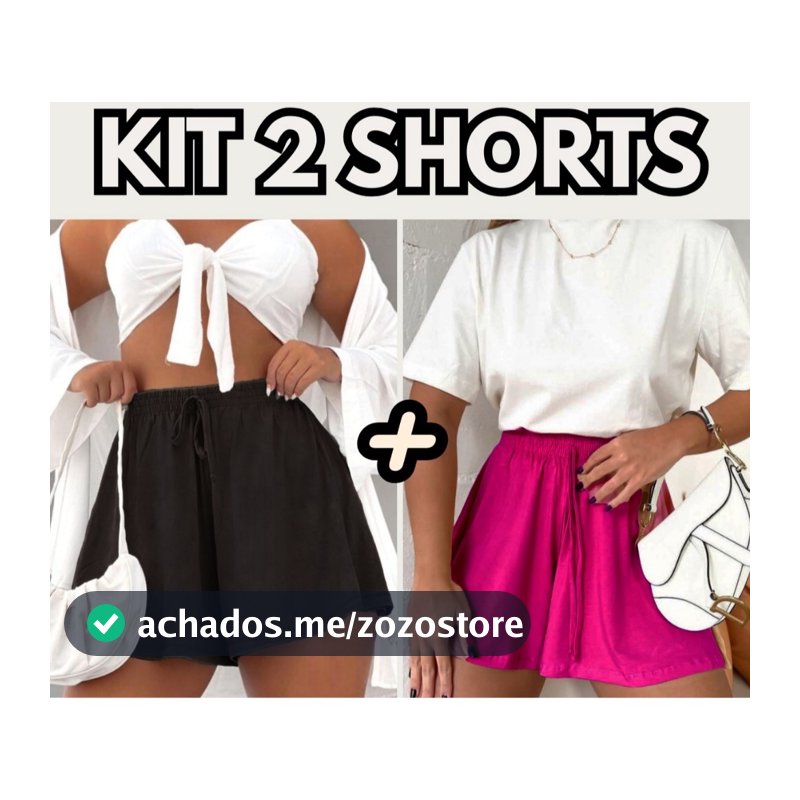 Kit 2 Shorts Feminino Godê (Soltinho) Onça/Animal Print Preto