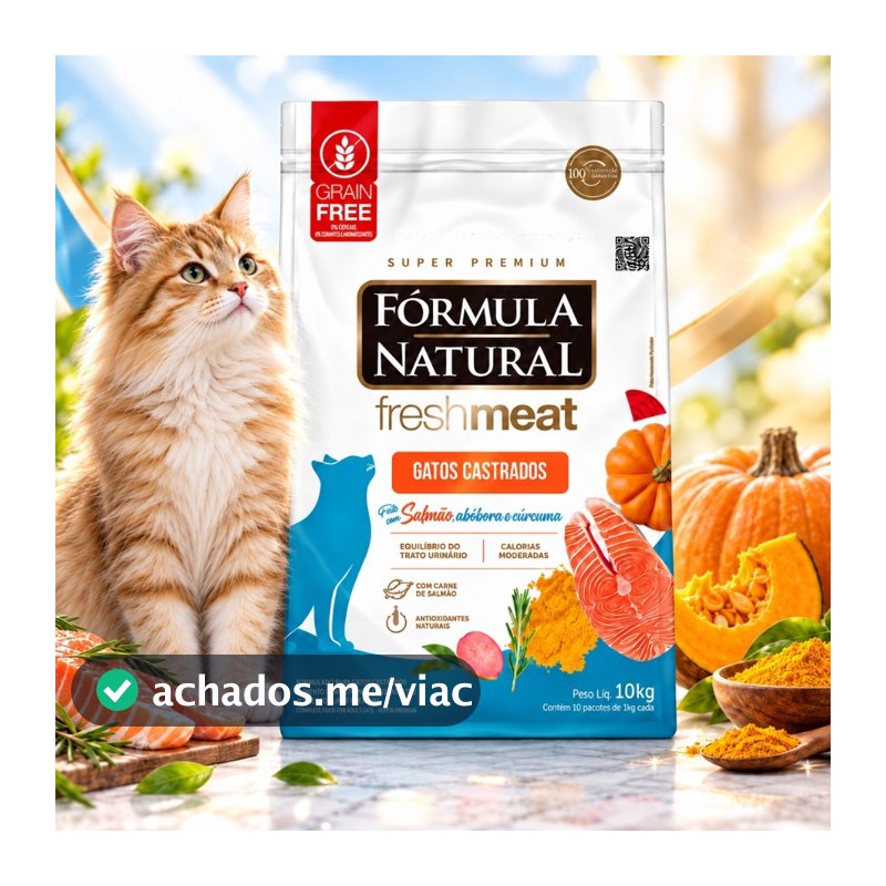 Ração Fórmula Natural Gatos Castrados Adultos Salmão 10,1kg