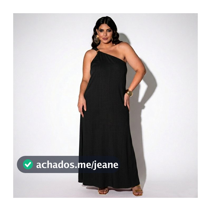 Vestido longo com elastano Sophie com fivela plus size moda feminina