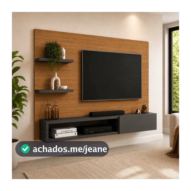 Painel Tv até 65 Polegadas Vero Home Theater Suspenso Nicho Prateleira Suporte 105x190 Casa Dee