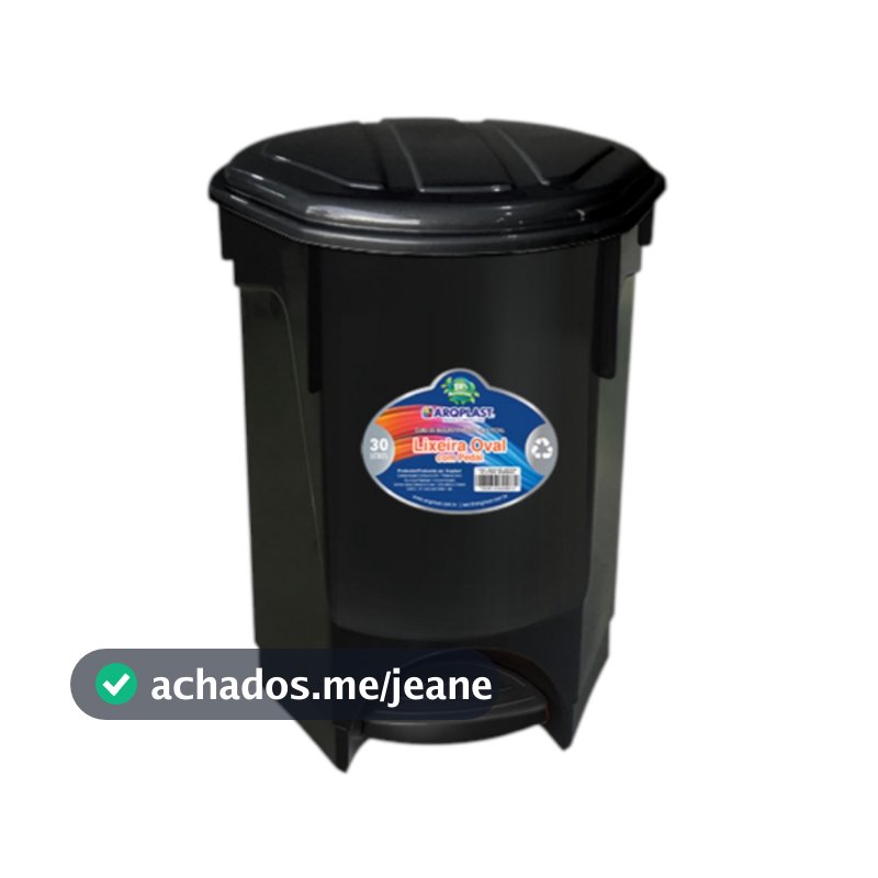 Lixeira Multiuso Preta 30 Litros com Tampa Pedal Ideal para Cozinha, Banheiro, Escritório