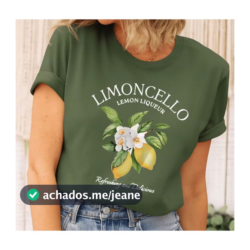 Camiseta Feminina Limocello Drink Lemon T-Shirt 100% Algodão Tendência Elegante Moda Feminina