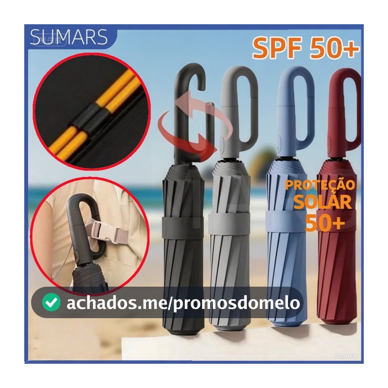 Guarda Chuva Automático Portátil À Prova Vento UV Resistente e Protetor Solar Grande Dobrável