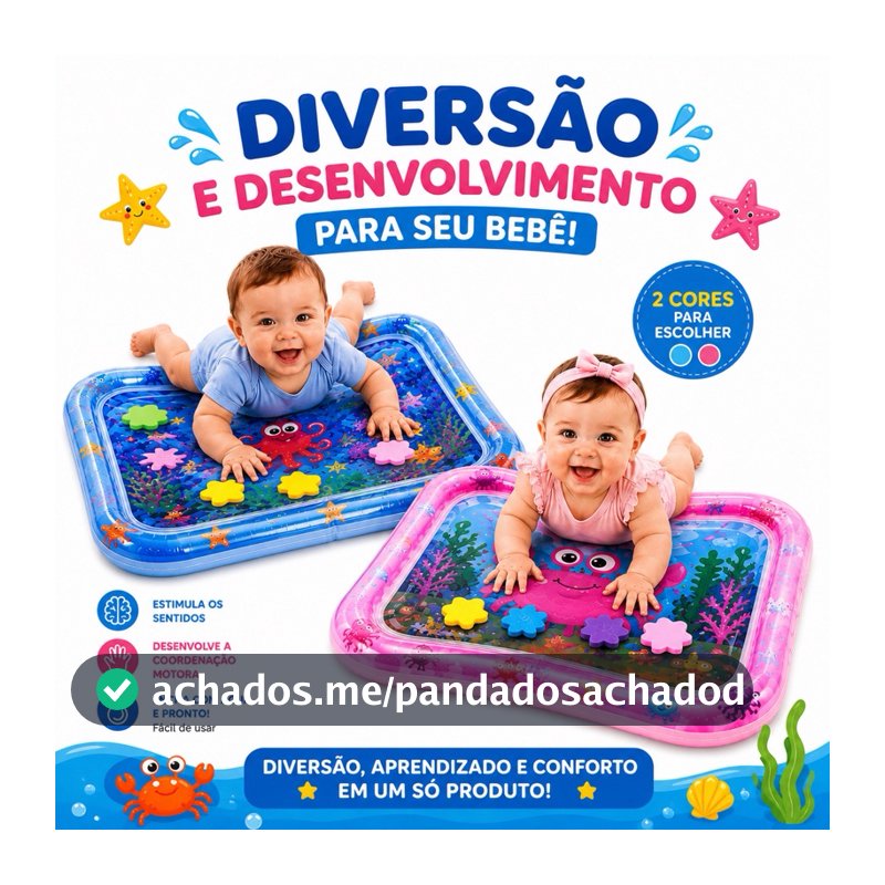 Tapete de Atividades Bebê Inflável Água Sensorial Desenvolvimento Motor Menino Menina