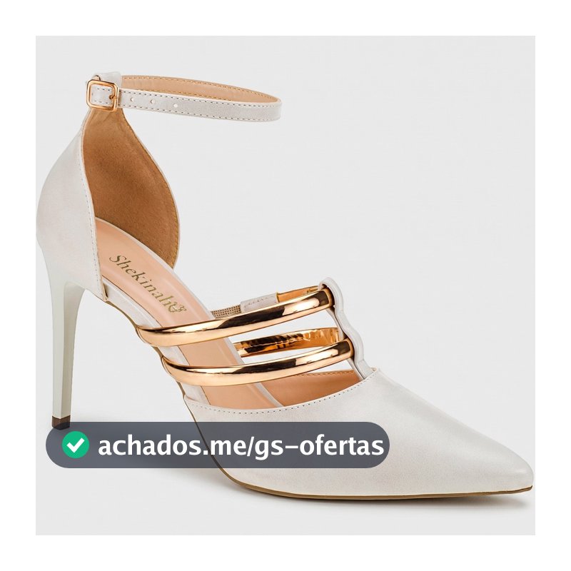 Sapato Scarpin Shekinah Salto Fino Stilleto Tiras Metalizadas Confortável Moda
