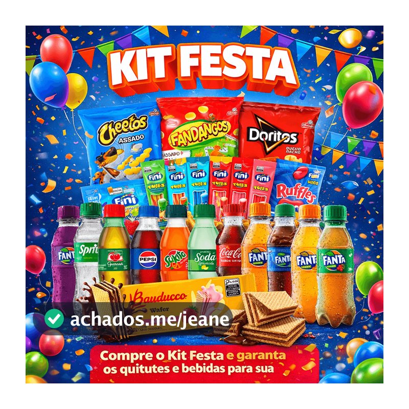 Kit Guloseimas 20 Salgadinhos Elma Chips + 20 Balas Fini + 20 Refrigerantes + 20 Wafer Bauducco