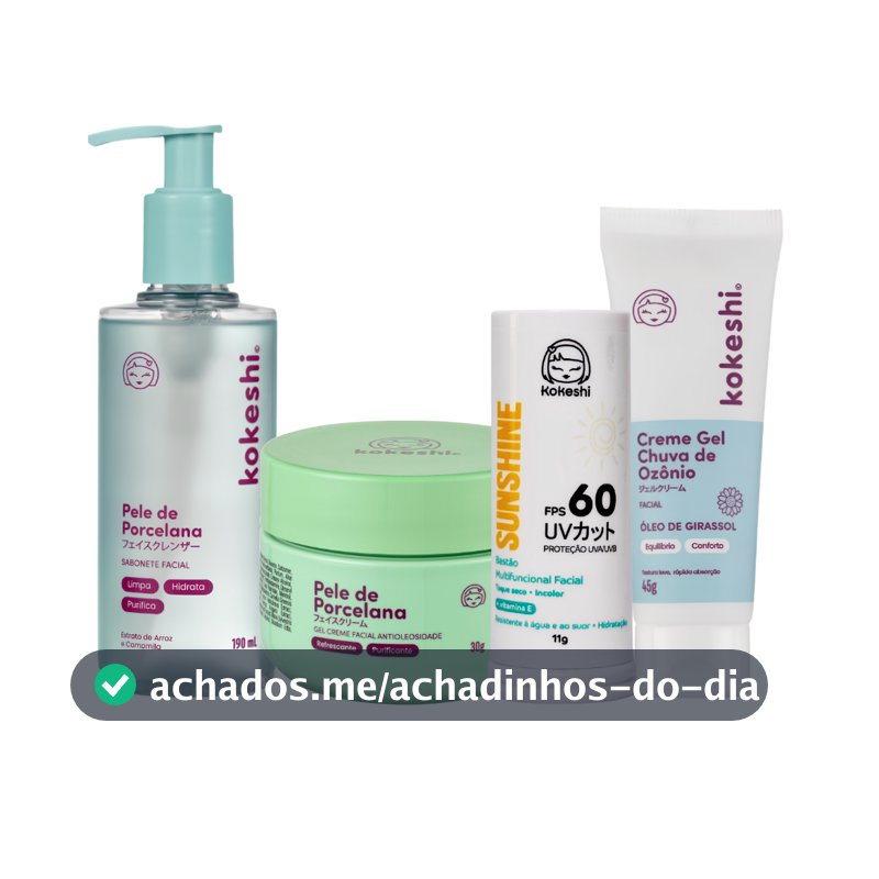 Kit Skincare Antioleosidade e Hidratação 4 Produtos - Kokeshi