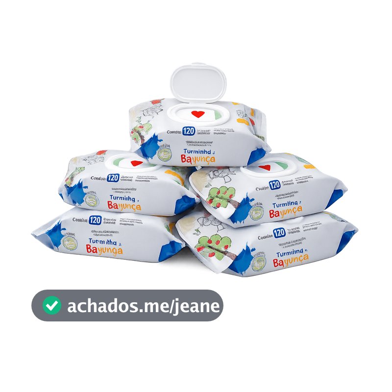 Kit 5 Toalhas Umedecidas Turminha da Bagunça 120 Folhas Lenço Umedecido Vegano Hipoalergênico Sem Álcool e 98% Água