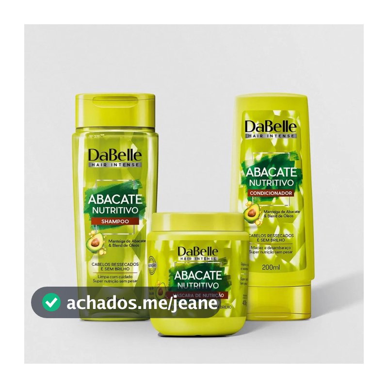 Kit Dabelle Abacate Máscara + Shampoo + Condicionador