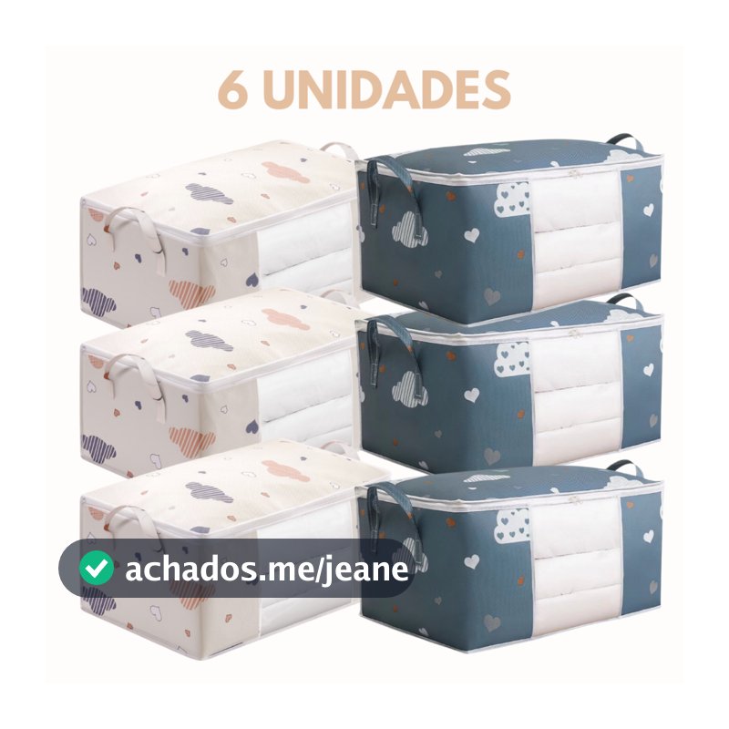 6 UNIDADES Caixa Saco Organizador Cobertor Casaco Guarda Roupa Ecológico Anti-Poeira Multiuso. BC-121