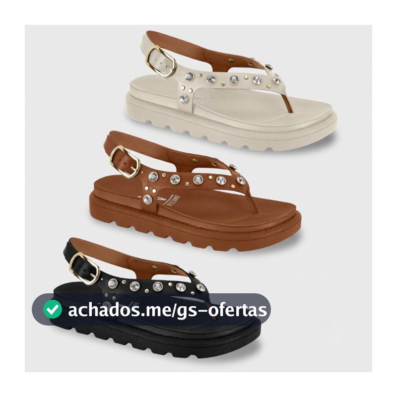 Sandália Vizzano Feminina Flatform Strass Brilho Tira Dedo Conforto