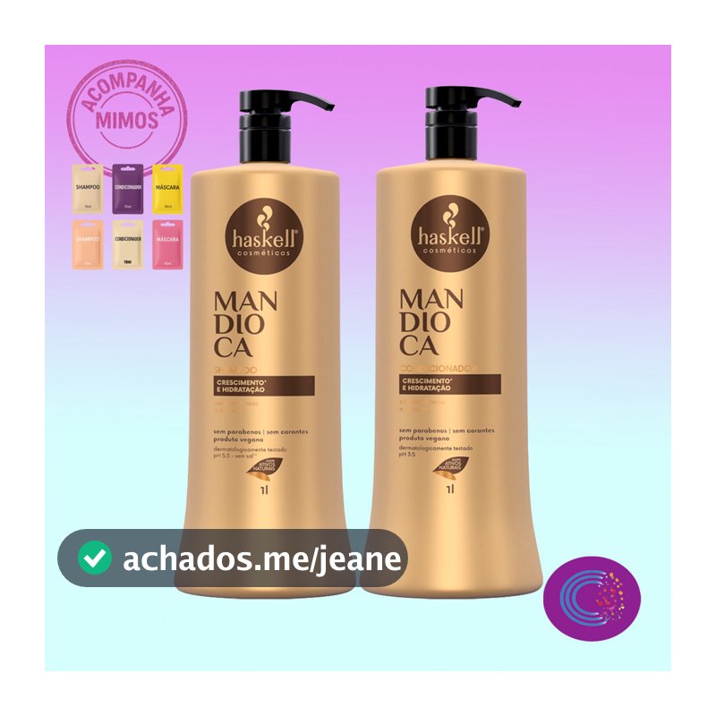 Kit Shampoo e Condicionador 1L Haskell Mandioca