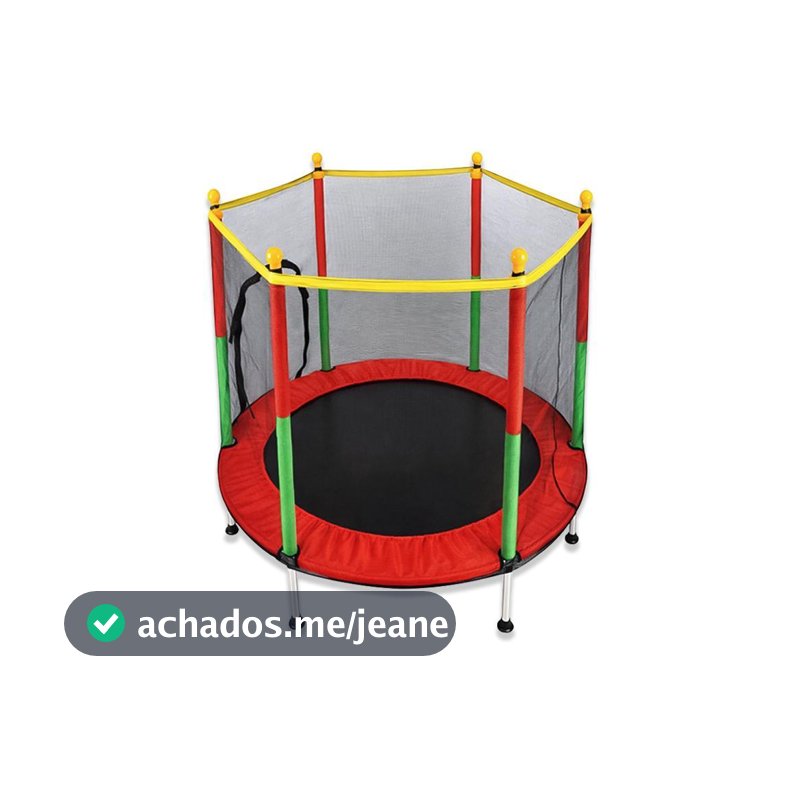 Cama Elástica Infantil 140cm Mini Trampolim Pula Pula Rede de Proteção Zíper Molas de Aço até 100kg