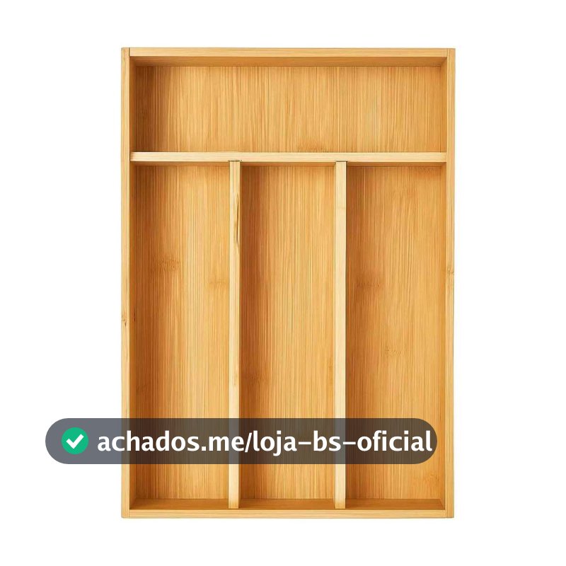 Porta Talheres Gaveta Em Bambu 4 Divisórias