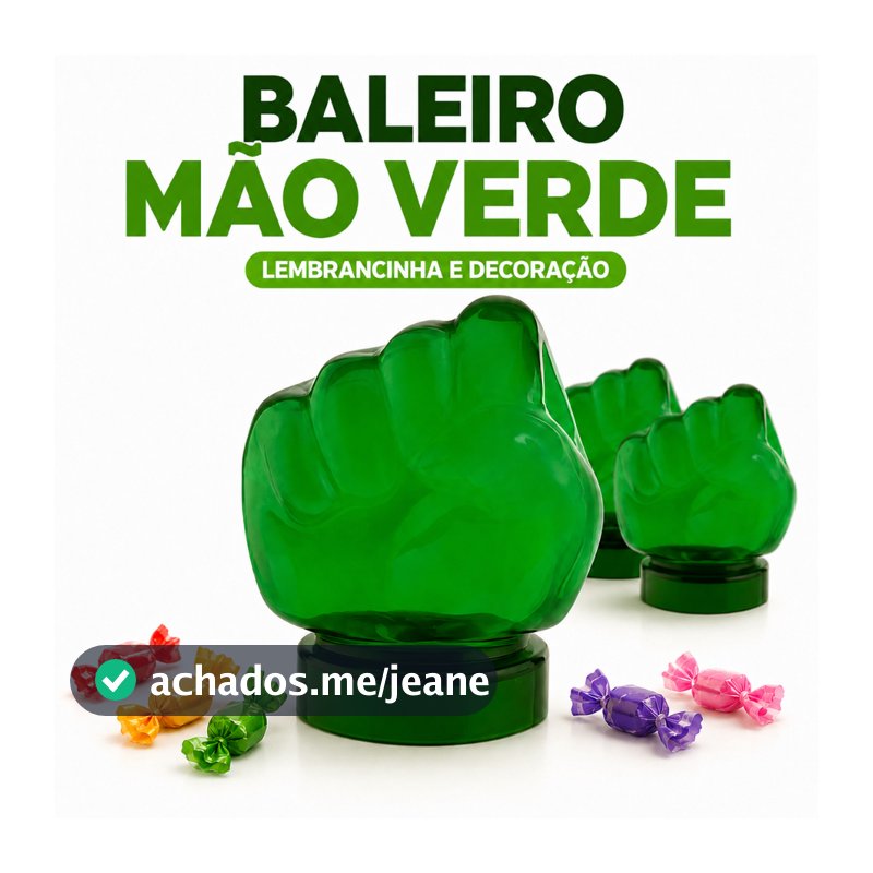 Baleiro Mão Hulk Porta Balas Lembrancinha Decoração Festa Infantil Aniversário