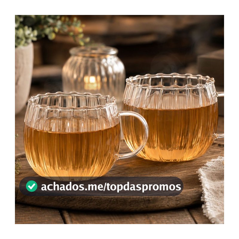 Kit 2 Canecas de Vidro Borossilicato 350ml com Alça 26908 - Vencedor