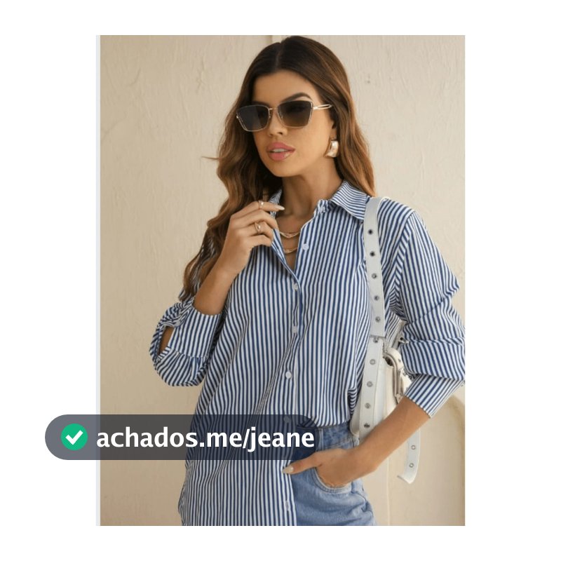 Camisa Manga Longa Feminina Listrada com Botões Solta em Tecido Crepe Premium sem Bolso Tendencia Casual Elegânte