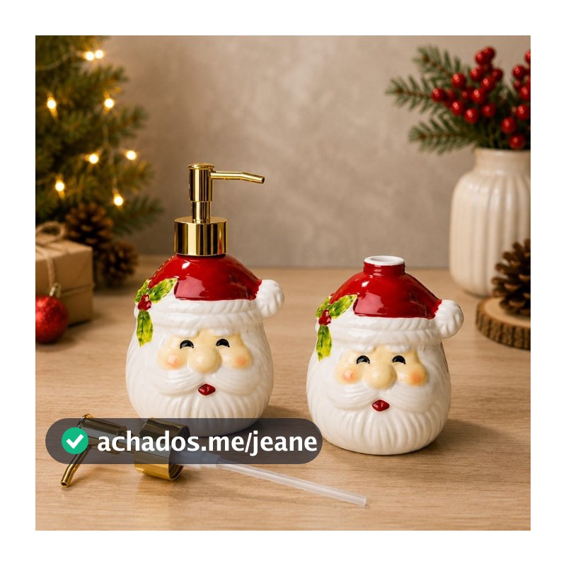 Porta Sabonete Papai Noel Porcelana 9,4x8,8x16,7 Premium
